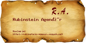 Rubinstein Agenór névjegykártya
